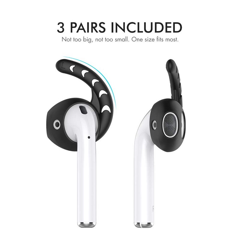 AhaStyle 3 Pairs AirPods Ear Hooks Cover Silicone Accessories Compatible with Apple AirPods and EarPods Headphones(Black) - Image 4
